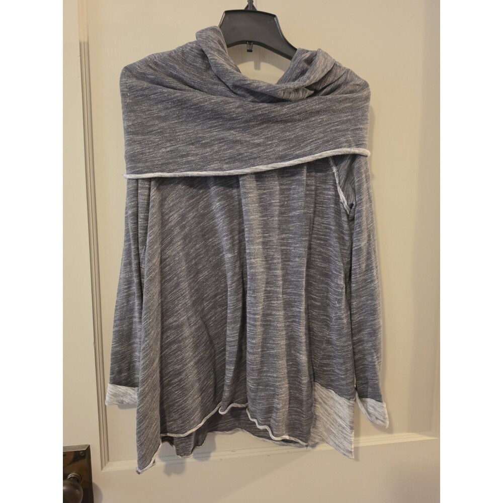 Free People FP BEACH Gray Oversized Funnel Neck Cocoon Cowl Pullover ONE SIZE
